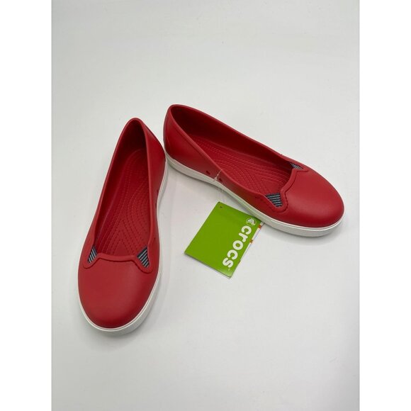 CROCS Shoes - Crocs Womens CitiLane Flat Slip On Shoe Red Size 8 NEW